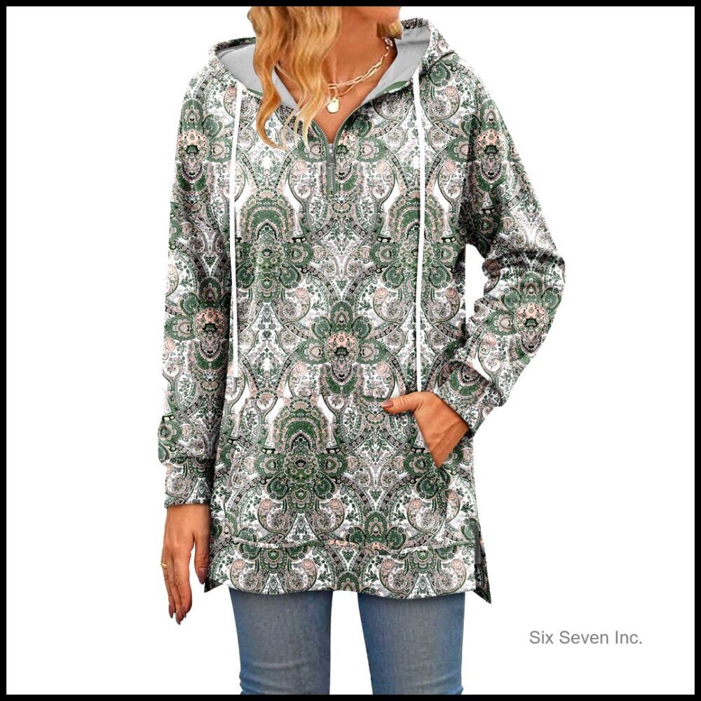 Oversized V-Neck Half Zip Pullover Hoodie Loose Fit Y2K Casual Sweatshirt